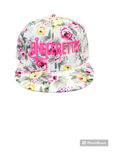 Pink Rose Flat Bill Hats