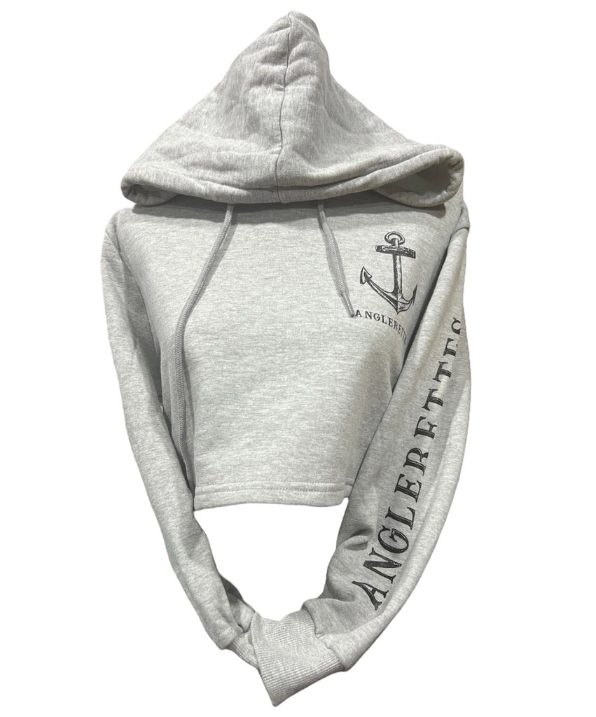 Support Your Local Anglerettes Crop Top Hoodie Light Gray