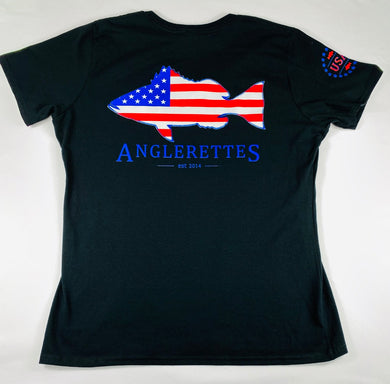 Bass Flag Black V Neck