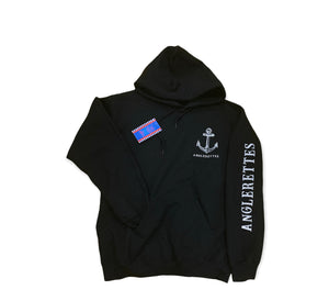 Zip Up Support Your Local Anglerettes Black Hoodie