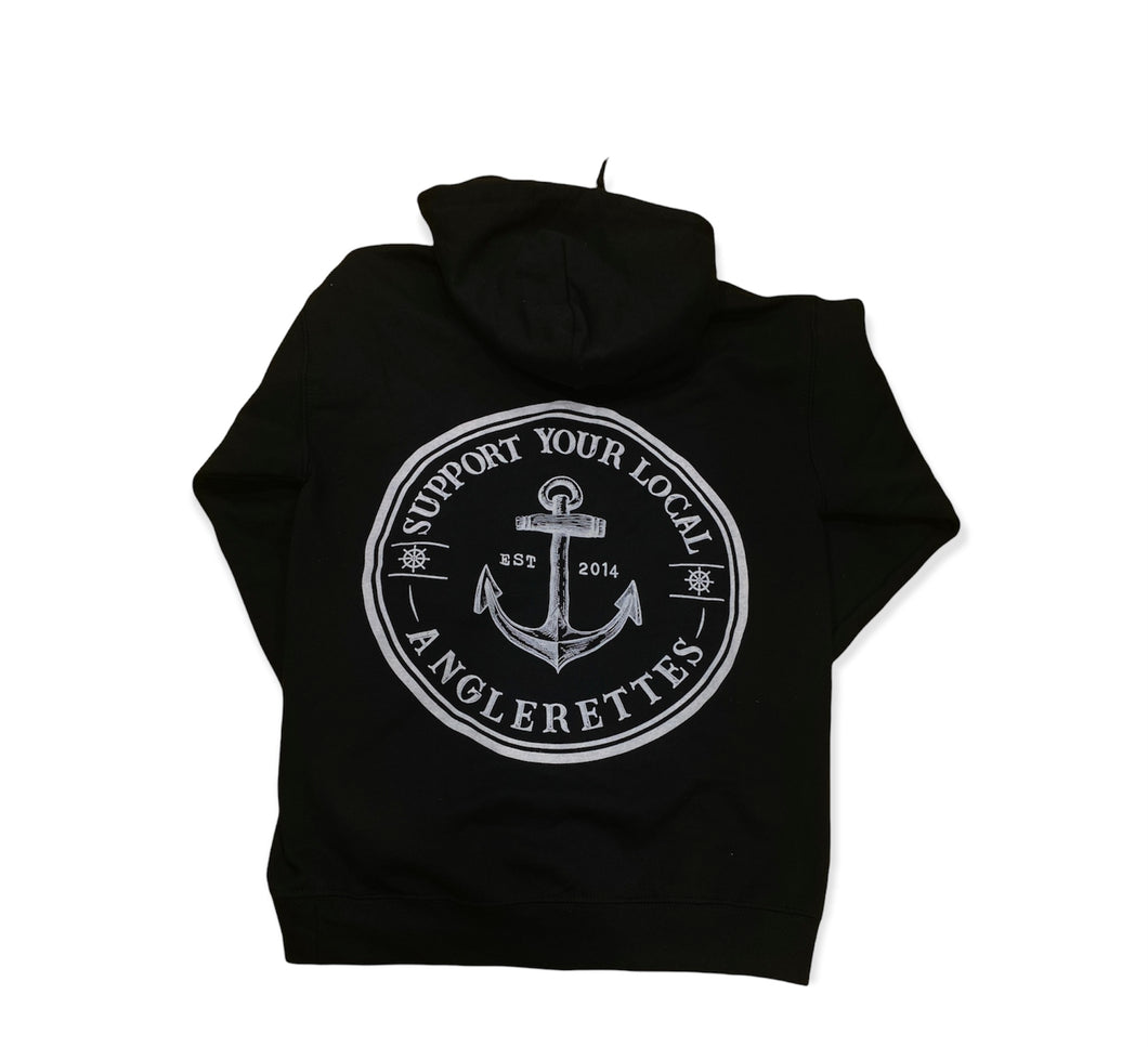Zip Up Support Your Local Anglerettes Black Hoodie