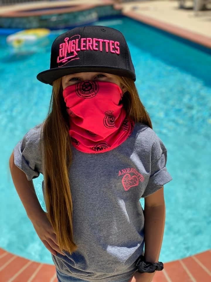 Kids face shield with Anglerettes logo