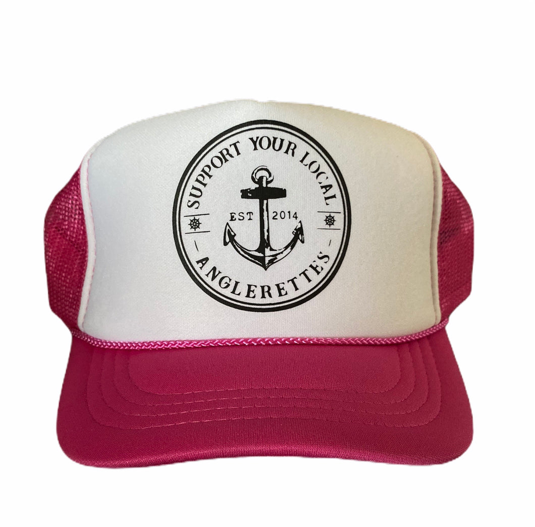 Support Your Local Anglerettes Pink  Foam Trucker Hat Foam Front Mesh Back Trucker Hats